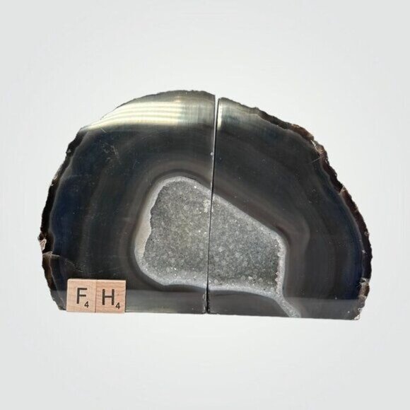 Geode Center Agate Crystal Bookends, Bookshelf Decor, Weighs Over 7+ lbs. (FH) - Picture 11 of 12